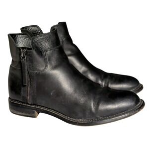 Franco Sarto Halford Boots Womens Size 9.5M Black Leather Side Zip Ankle Booties